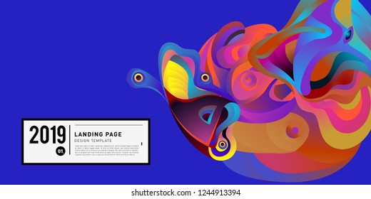 Landing Page Banner Vector Design Template with Abstract Colorful Curve Background. New Design template 2019 Graphic Trend.