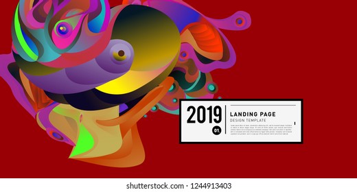 Landing Page Banner Vector Design Template with Abstract Colorful Curve Background. New Design template 2019 Graphic Trend.