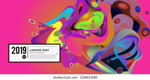 Landing Page Banner Vector Design Template with Abstract Colorful Curve Background. New Design template 2019 Graphic Trend.