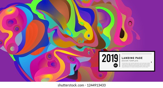 Landing Page Banner Vector Design Template with Abstract Colorful Curve Background. New Design template 2019 Graphic Trend.