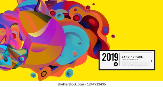 Landing Page Banner Vector Design Template with Abstract Colorful Curve Background. New Design template 2019 Graphic Trend.