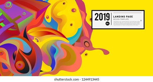 Landing Page Banner Vector Design Template with Abstract Colorful Curve Background. New Design template 2019 Graphic Trend.
