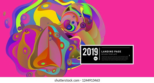 Landing Page Banner Vector Design Template with Abstract Colorful Curve Background. New Design template 2019 Graphic Trend.