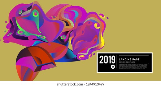 Landing Page Banner Vector Design Template with Abstract Colorful Curve Background. New Design template 2019 Graphic Trend.