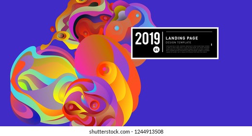Landing Page Banner Vector Design Template with Abstract Colorful Curve Background. New Design template 2019 Graphic Trend.