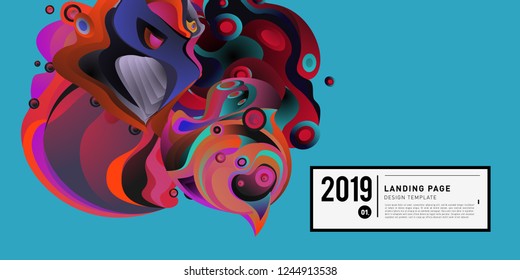 Landing Page Banner Vector Design Template with Abstract Colorful Curve Background. New Design template 2019 Graphic Trend.
