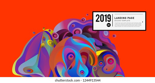 Landing Page Banner Vector Design Template with Abstract Colorful Curve Background. New Design template 2019 Graphic Trend.