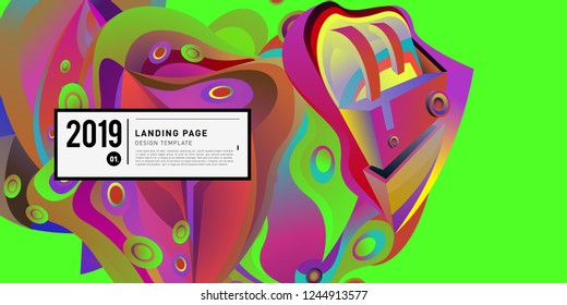 Landing Page Banner Vector Design Template with Abstract Colorful Curve Background. New Design template 2019 Graphic Trend.