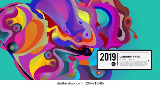 Landing Page Banner Vector Design Template with Abstract Colorful Curve Background. New Design template 2019 Graphic Trend.