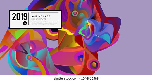 Landing Page Banner Vector Design Template with Abstract Colorful Curve Background. New Design template 2019 Graphic Trend.