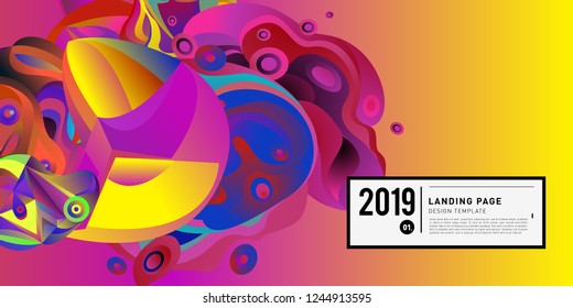 Landing Page Banner Vector Design Template with Abstract Colorful Curve Background. New Design template 2019 Graphic Trend.