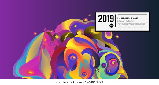 Landing Page Banner Vector Design Template with Abstract Colorful Curve Background. New Design template 2019 Graphic Trend.