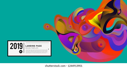 Landing Page Banner Vector Design Template with Abstract Colorful Curve Background. New Design template 2019 Graphic Trend.