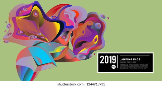 Landing Page Banner Vector Design Template with Abstract Colorful Curve Background. New Design template 2019 Graphic Trend.
