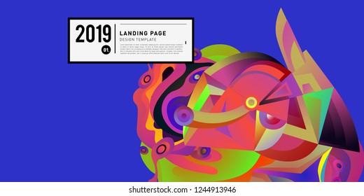 Landing Page Banner Vector Design Template with Abstract Colorful Curve Background. New Design template 2019 Graphic Trend.
