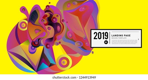 Landing Page Banner Vector Design Template with Abstract Colorful Curve Background. New Design template 2019 Graphic Trend.