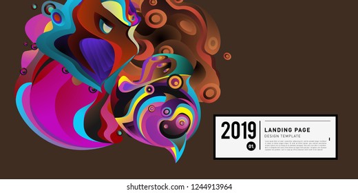 Landing Page Banner Vector Design Template with Abstract Colorful Curve Background. New Design template 2019 Graphic Trend.