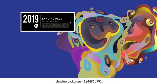 Landing Page Banner Vector Design Template with Abstract Colorful Curve Background. New Design template 2019 Graphic Trend.