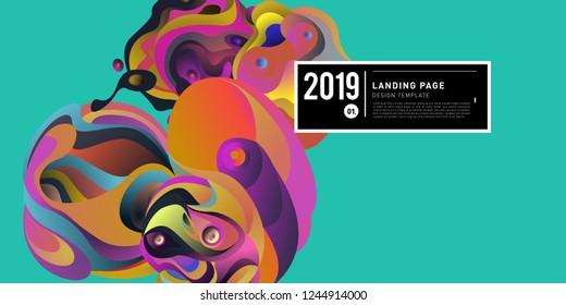 Landing Page Banner Vector Design Template with Abstract Colorful Curve Background. New Design template 2019 Graphic Trend.