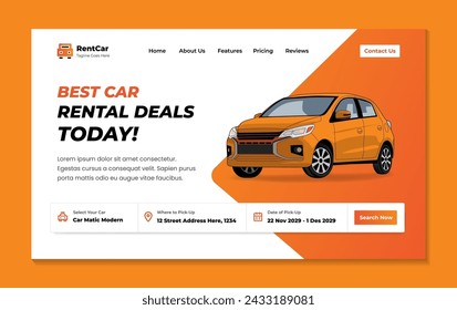 Landing page banner vector rent car