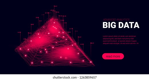 Landing Page, Big Data Analysis Visualization. Quantum Computing, Artificial Intelligence Concept. Futuristic Landing Page with Science Innovation Presentation. Signal Cryptography Page Template.