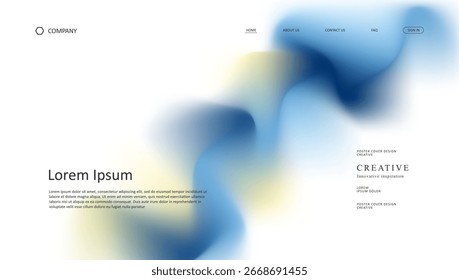landing page con degradado de fluido azul