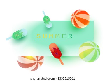 Landing page with bright abstract summer design elements. Vector illustration
