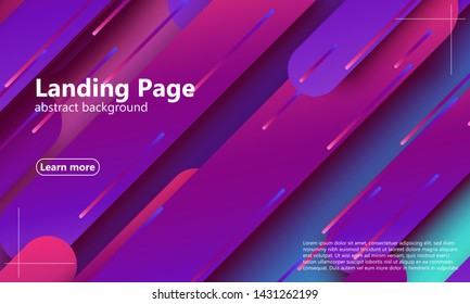 Landing page. Bright colors. Geometric background. Abstract cover design. Dynamic shapes composition. Trendy gradient poster. Vector illustration.