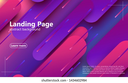 Landing page. Bright colors. Geometric background. Abstract cover design. Dynamic shapes composition. Trendy gradient poster. Vector illustration.