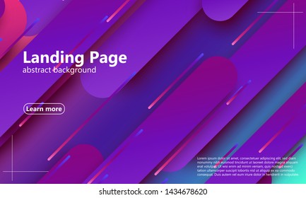 Landing page. Bright colors. Geometric background. Abstract cover design. Dynamic shapes composition. Trendy gradient poster. Vector illustration.