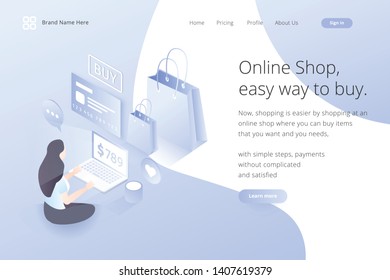 Landing page build own online shop. Modern flat design vector illustration concepts of web page design for website and mobile website development. Easy to edit and customize.