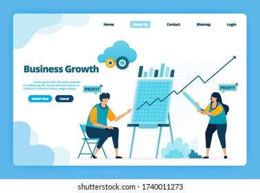 Landing page of business growth. Planning a strategy to increase the company's sales and profits. Illustration of landing page, website, mobile apps, poster, flyer