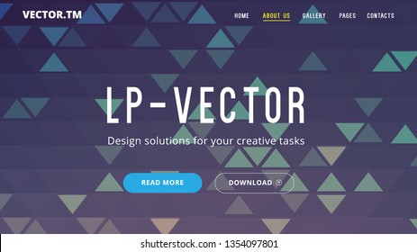 Landing Page for Business, High Tech and Medical Sites. Vector Web Template with Abstract Background.
