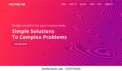 Landing Page for Business, High Tech and Medical Sites. Vector Web Template with Abstract Background.