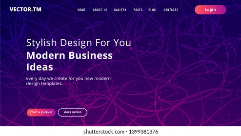 Landing Page For Business, High Tech And Medical Sites. Vector Web Template With Abstract Background.