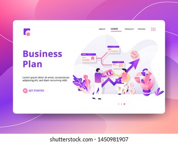 Landing Page Business Plan vector illustration modern concept, can use for Headers of web pages, templates, UI, web, mobile app, posters, banners, flyers, posters.