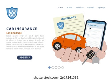 Landing page with car theme, vector illustration, can be used for, template, ui, web, mobile app, poster, banner, flyer Vector illustration