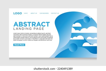 landing page with a cloud theme and blue gradients