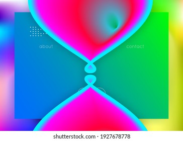 Landing page. Colorful app, interface design. Holographic 3d backdrop with modern trendy blend. Vivid gradient mesh. Landing page with liquid dynamic elements and fluid shapes.