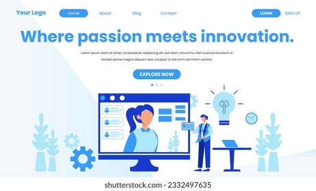 Landing page company business template in flat design vector illustration concept