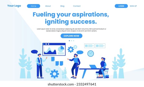 Landing page company business template in flat design vector illustration concept