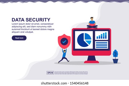 Landing page concept of data security. Modern flat design illustration