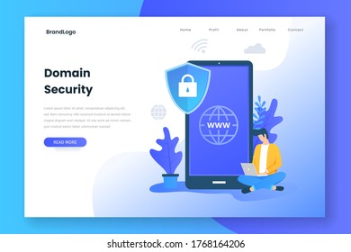 Landing page concept of domain security. Illustration for websites, landing pages, mobile applications, posters and banners.