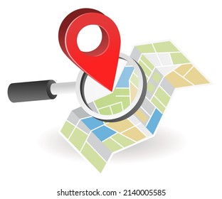 Landing page concept flat isometric illustration. map app find address by gps
