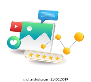 Landing page concept flat isometric illustration. share image portfolio
