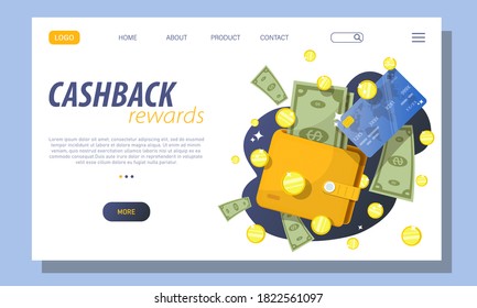 Landing page concept mobile payments for web page. E payment, cash back, cryptocurrency, wallet. Vector illustration