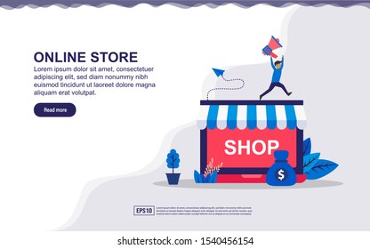 Landing page concept of online store. Modern flat design illustration