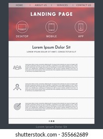 Landing page concept, website design template, web page layout, one page website template, vector illustration