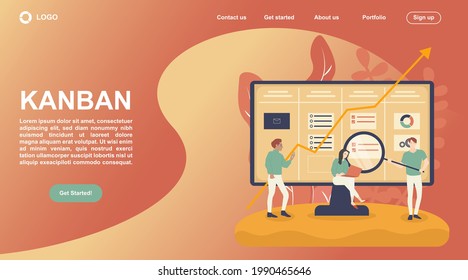 Landing page concepts for website and mobile development. Vector web site design template. Agile project management and Scrum task board. Agile software development and Kanban.