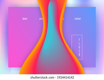 Landing page. Cool website, screen design. Holographic 3d backdrop with modern trendy blend. Vivid gradient mesh. Landing page with liquid dynamic elements and fluid shapes.